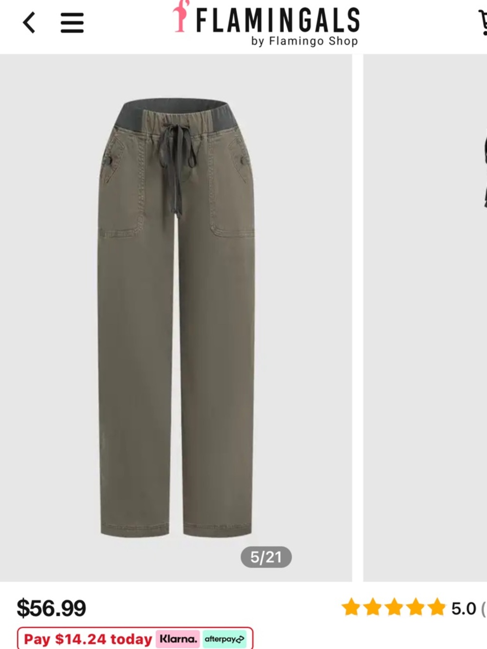 Flamingals Solid Seam Detail Drawstring Mid Rise Straight Leg Pants Size XS - Picture 3 of 11